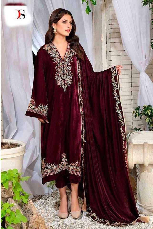 Deepsy Suits Velvet 23 vol 2  Velvet with Embroidery Work Pa...