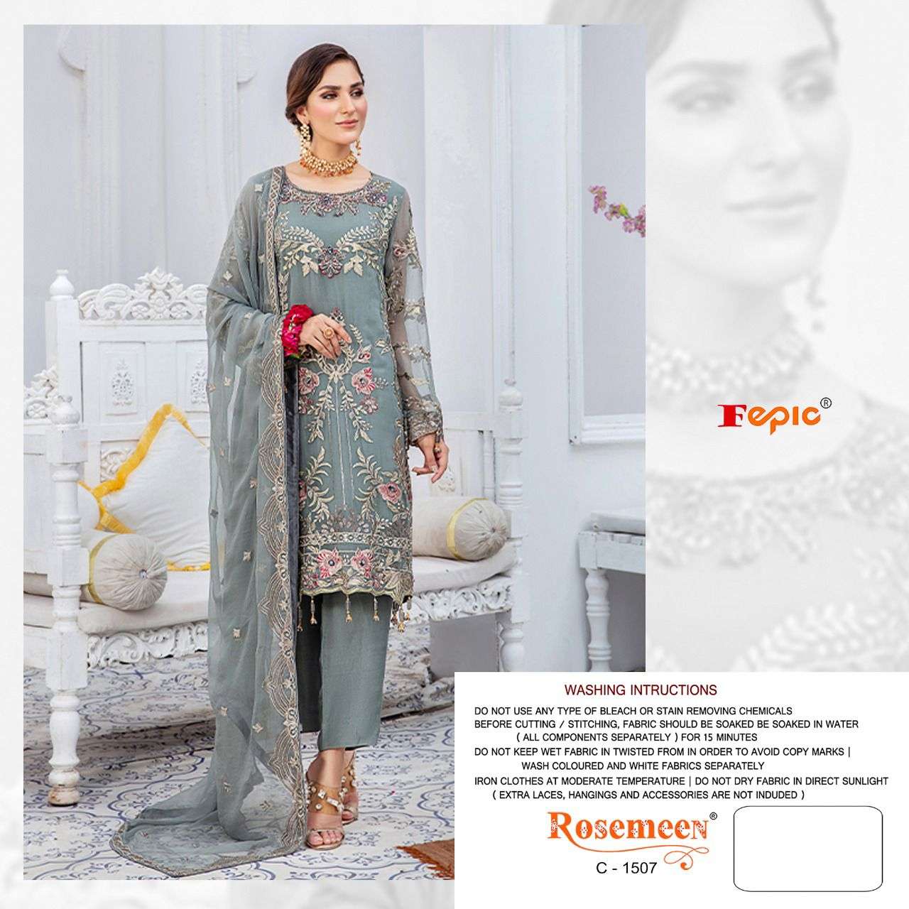 Fepic Rosemeen C 1507 Georgette with Embroidery work Pakista...