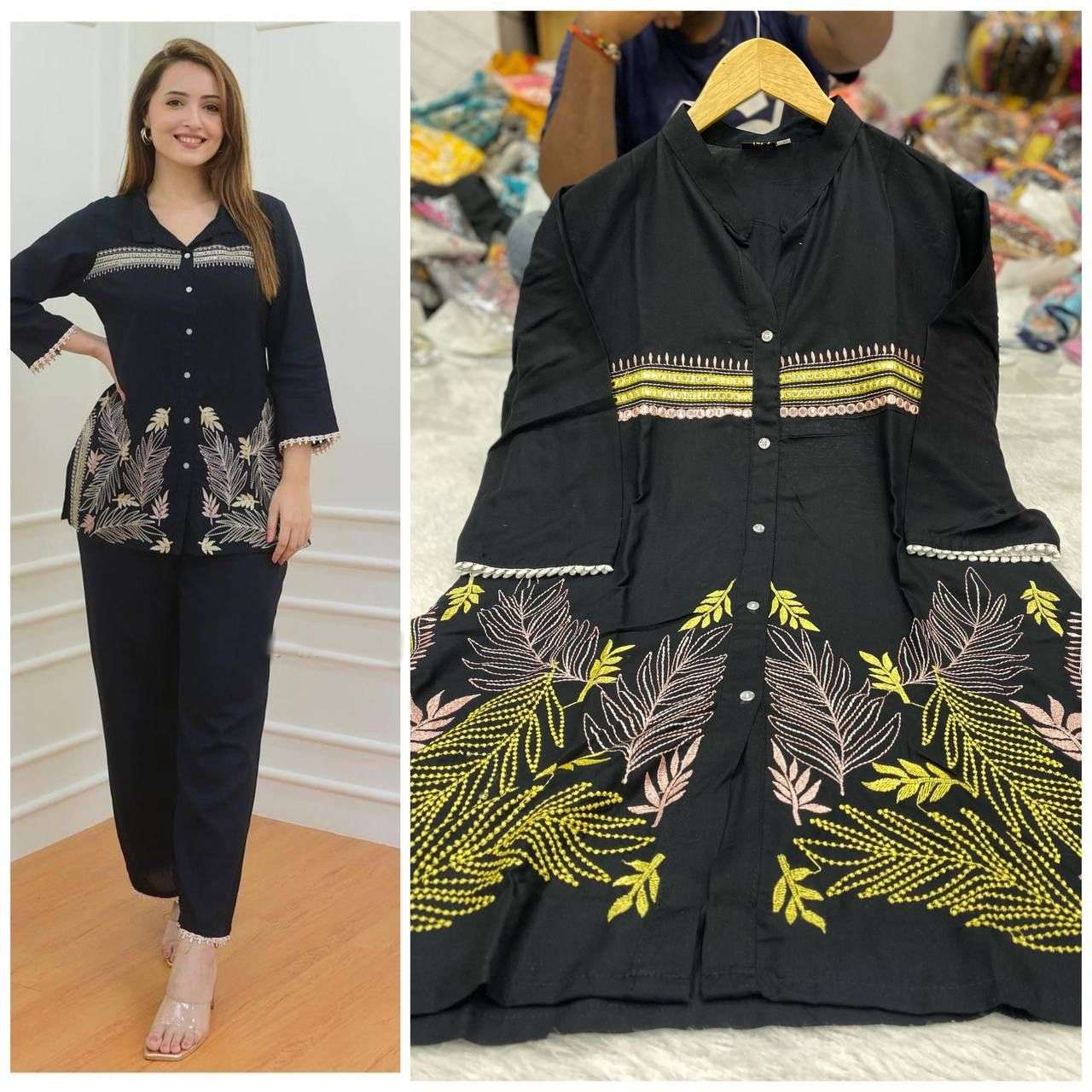 G 20 Fancy Rayon Cotton with EMbroidery work TOp & bottom co...