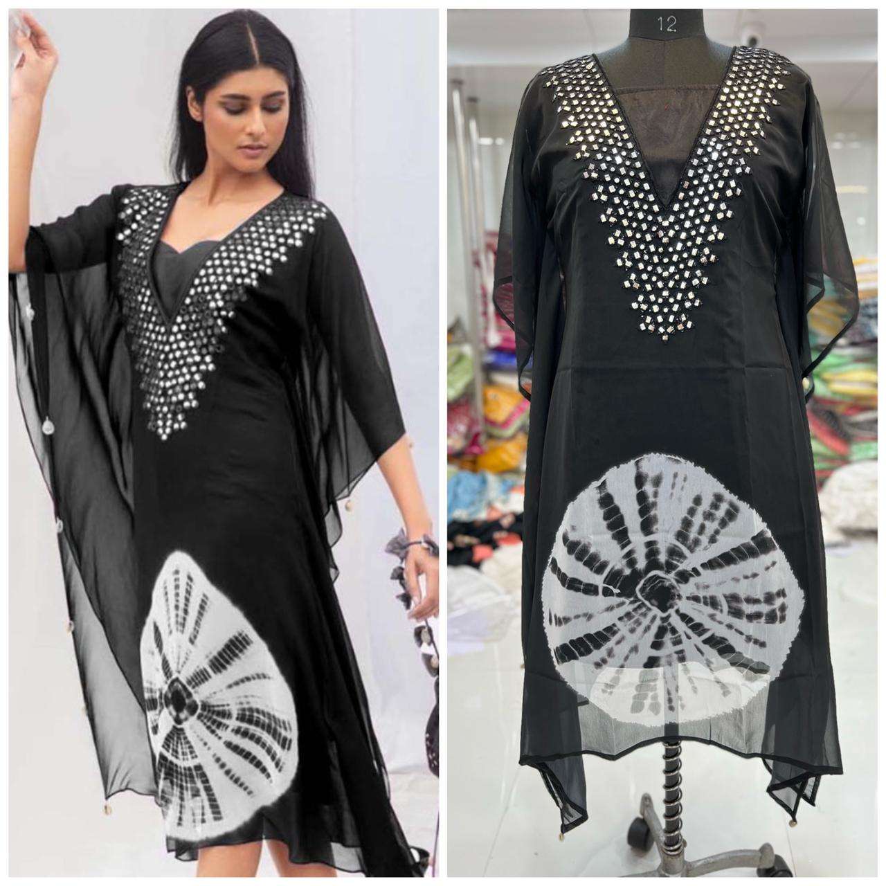 Georgette with Fancy Shibori Printed Kaftan collection at be...