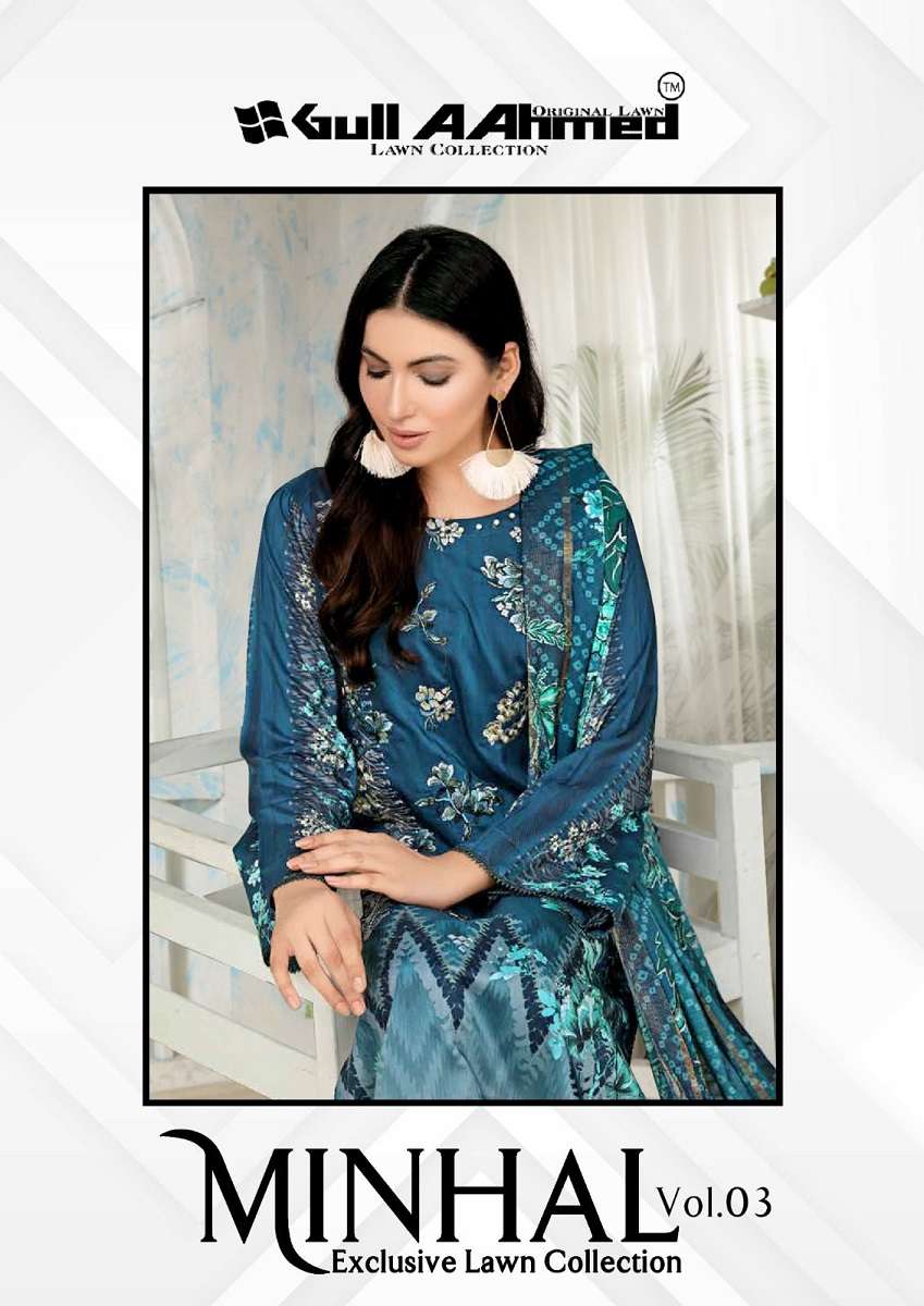 GULL AAHMED MINHAL VOL 3 Lawn Cotton with Printed Pakistani ...
