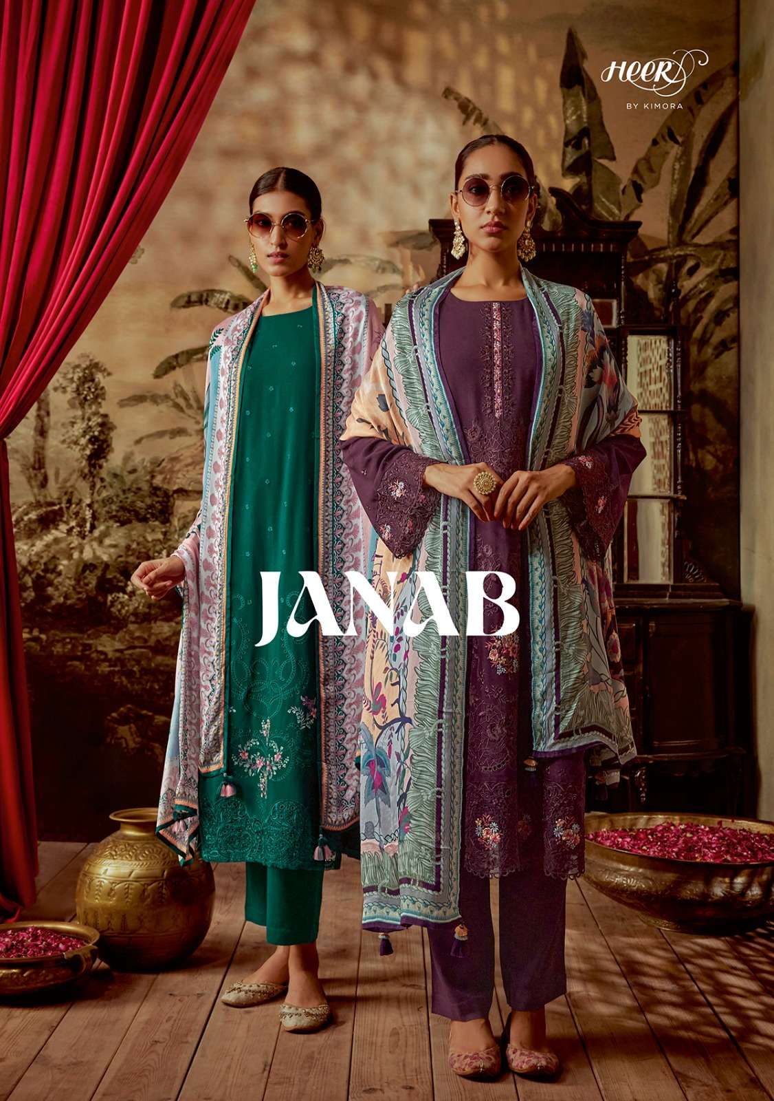 Kimora Fashion Heer Janab Maslin Silk with Embroidery work D...