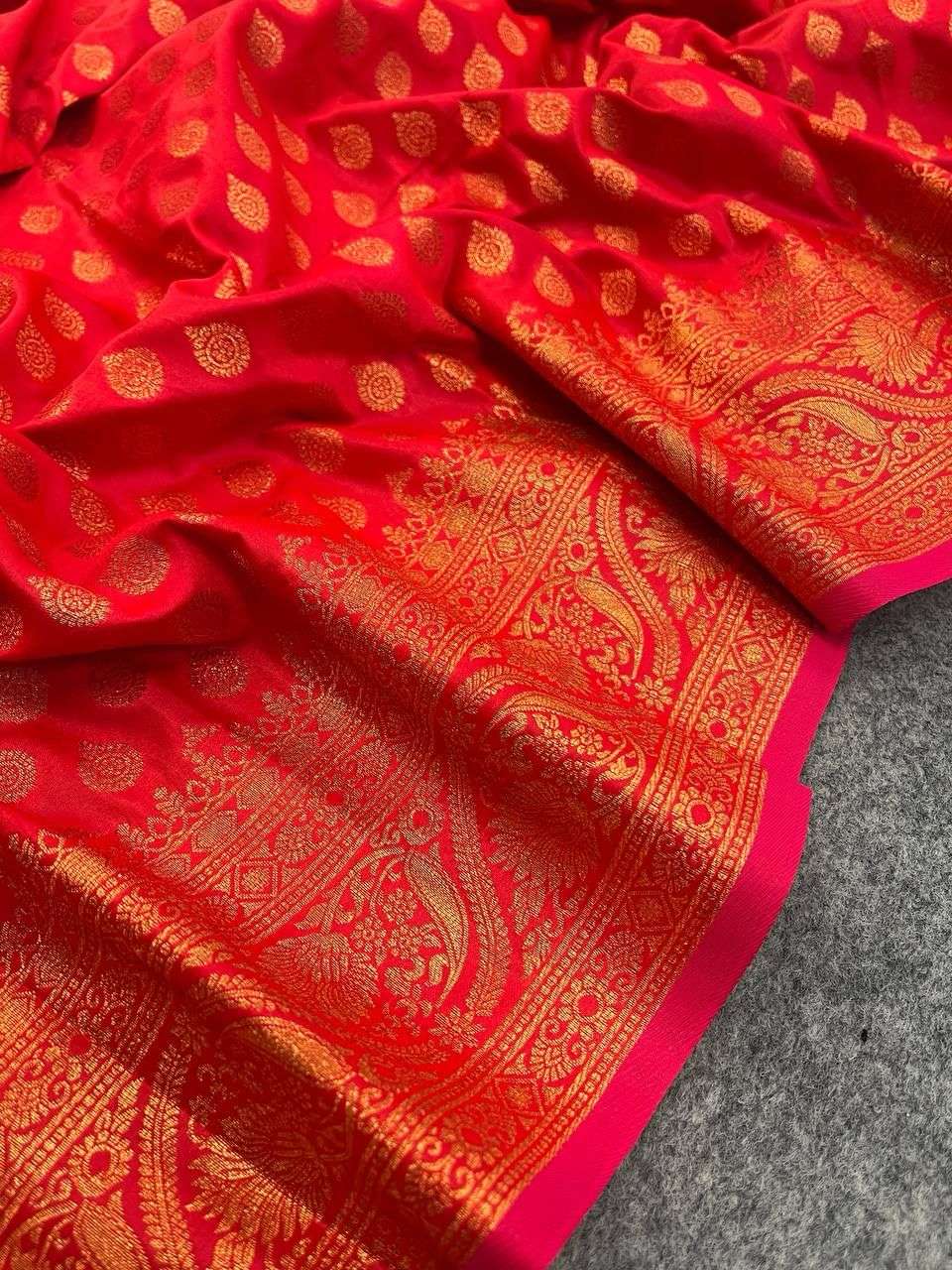 Ladies Special Traditional Red color with soft banarasi silk...