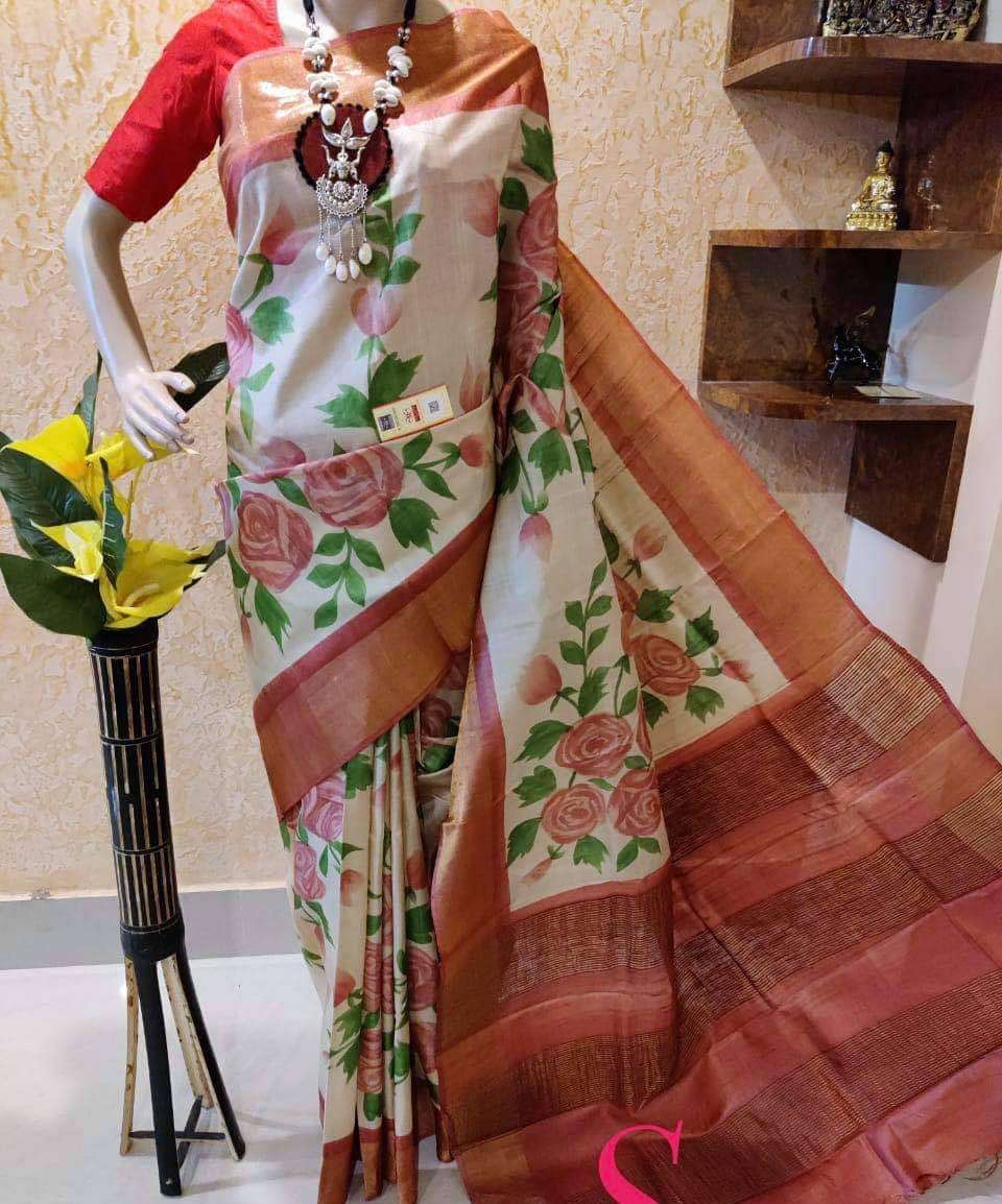 Linen with digital printed fancy saree collection at online ...