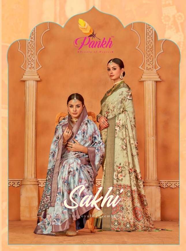 Pankh Creation Sakhi Gotha Silk with Digital Printed Saree c...