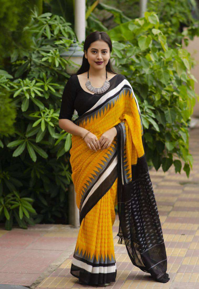 Party wear Special Linen with digital Printed  saree collect...