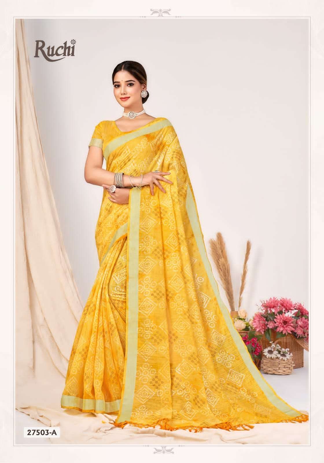 Ruchi Sarees Aarushi Cotton Silk with Border Attech Fancy sa...