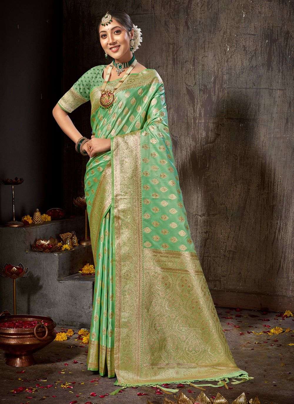 Sangam Print Rishta Banarasi silk with Fancy saree collectio...