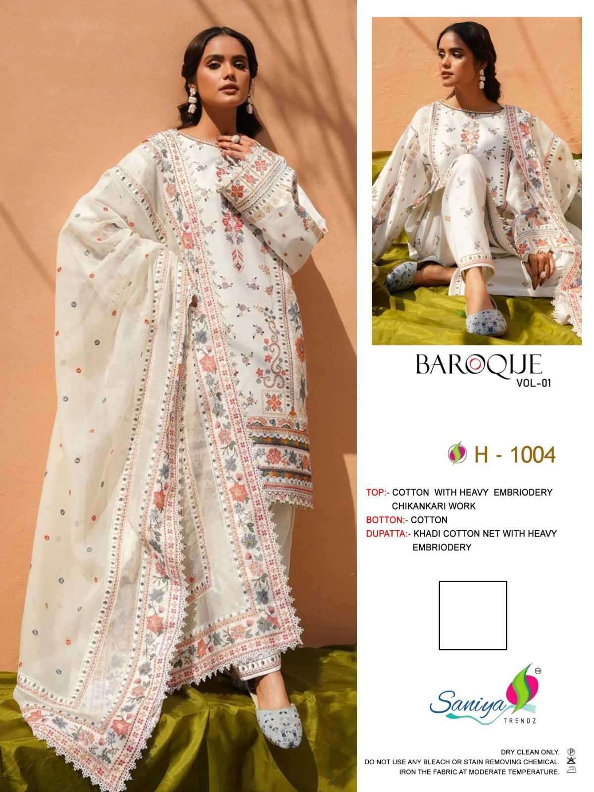 saniya trendz baroque vol 1 Cotton with Embroidery work Desi...