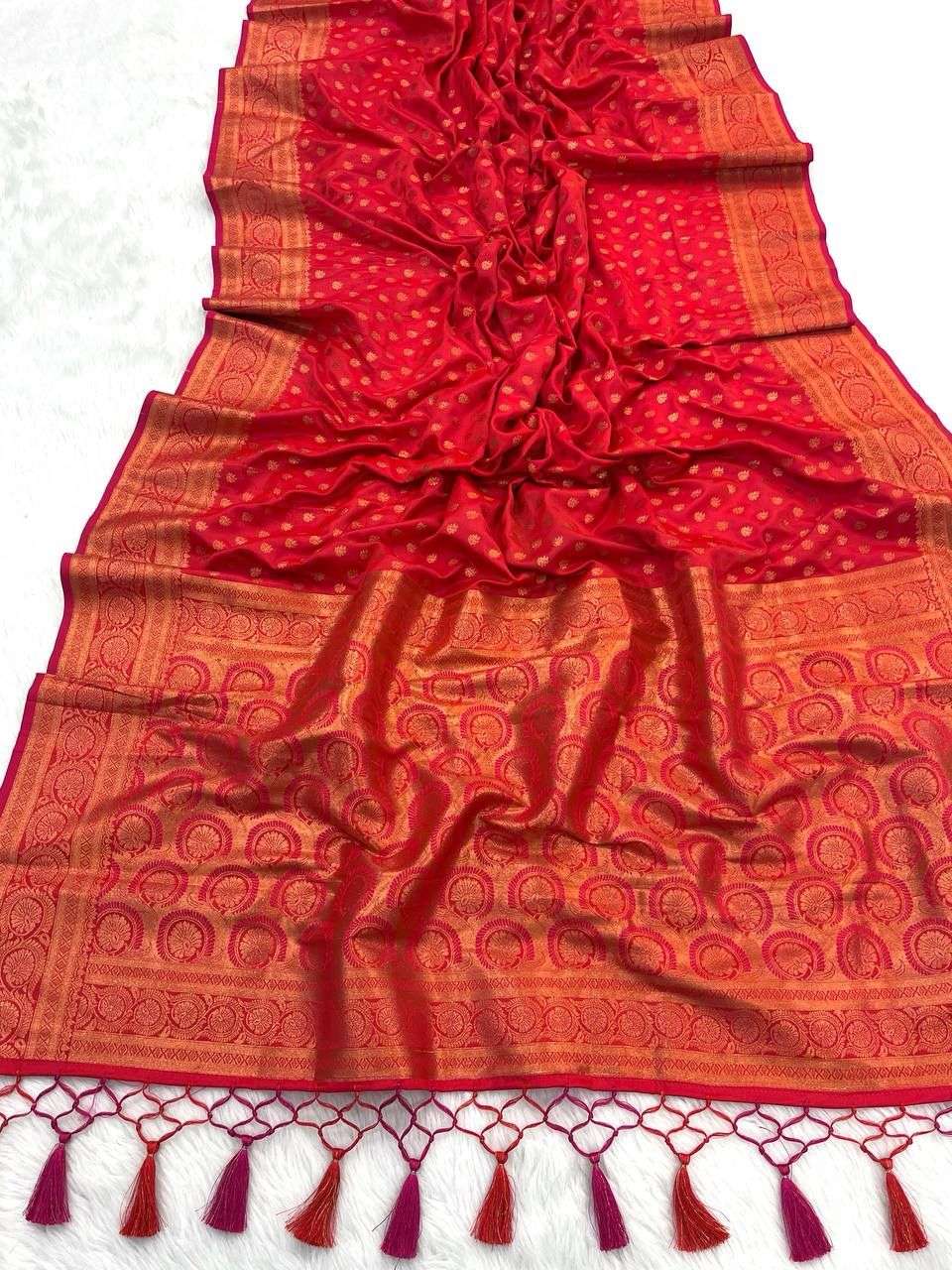 Wedding Special Red color soft banarasi silk saree collectio...