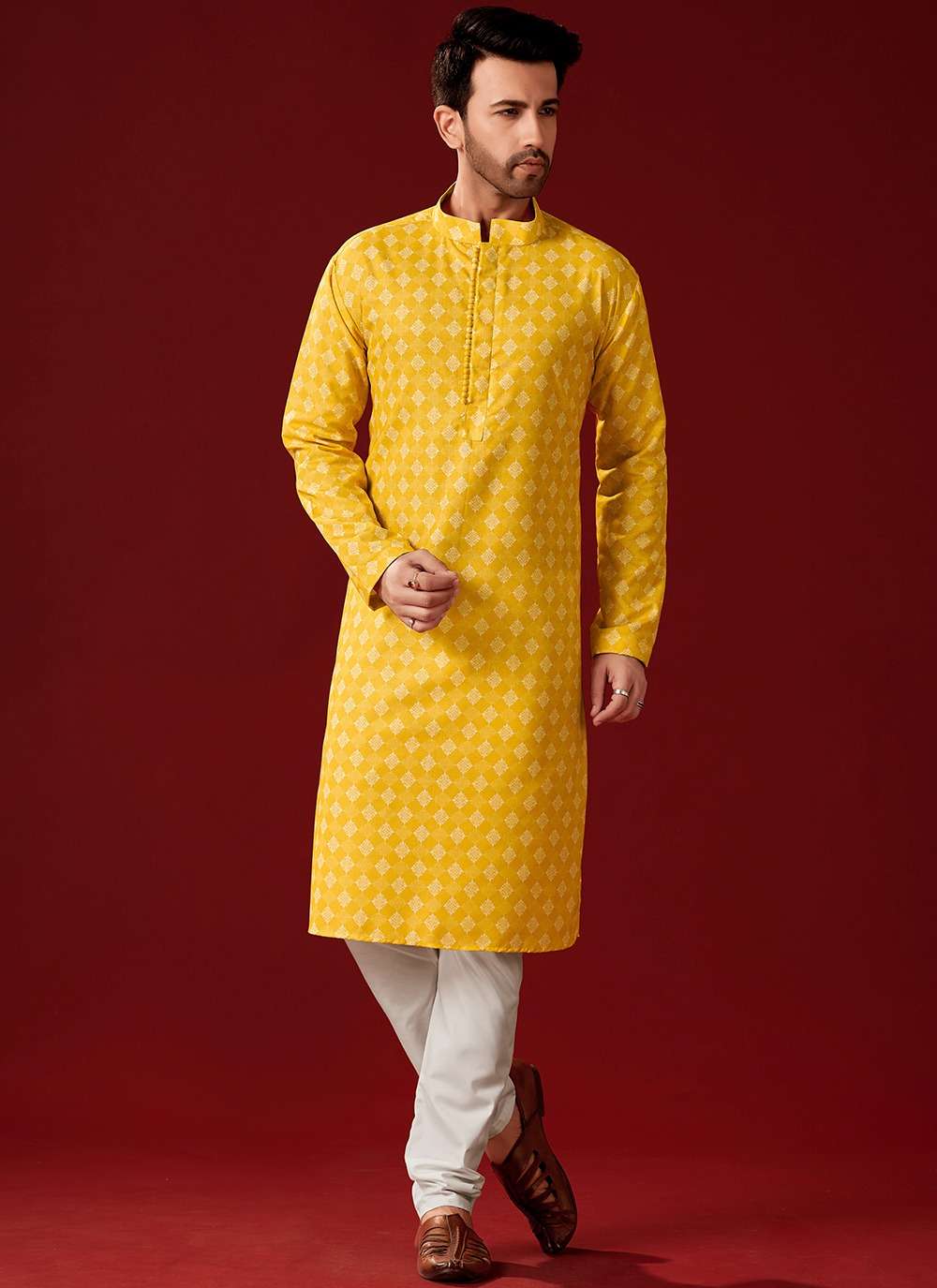 YELLOW KURTA FOR MEN COLLECTION AT WHOLESALE PRICE ONLINE