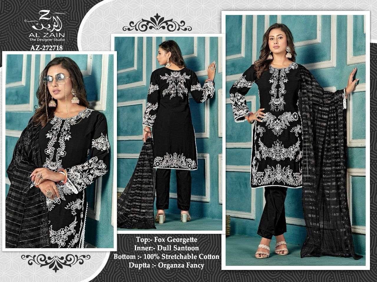 Al-ZAIN 272718 Georgette with Embroidery work readymade suit...