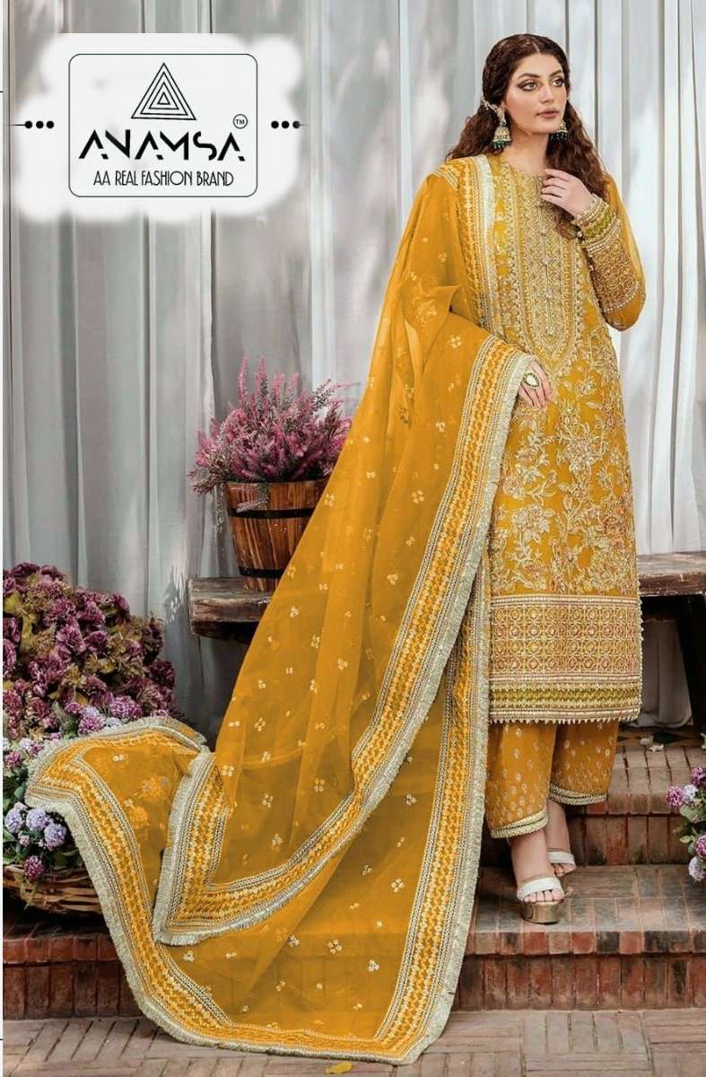Anamsa 262 Georgette with embroidery work haldi function Spe...