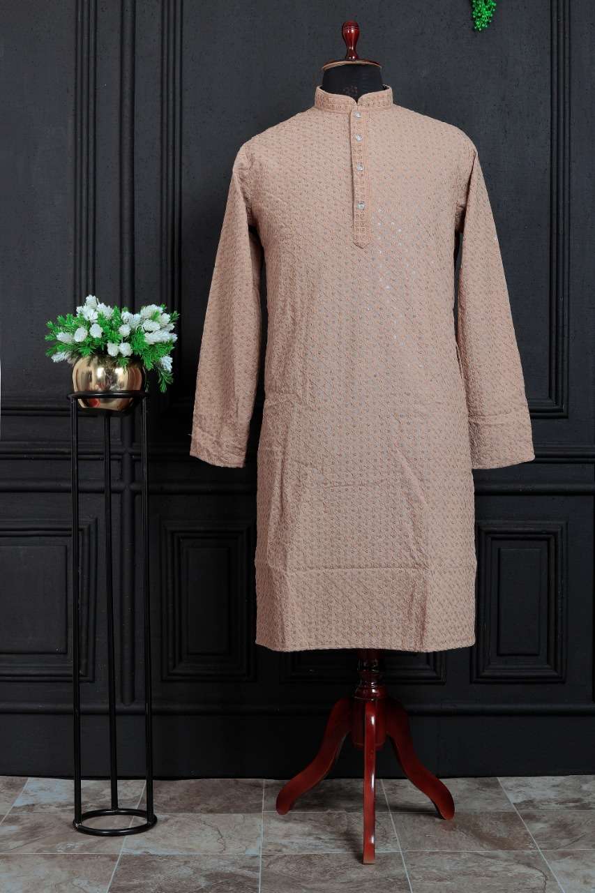 BEAUTIFUL RAYON KURTA FOR MEN WITH ELEGANT WORK ON IT AT WHO...