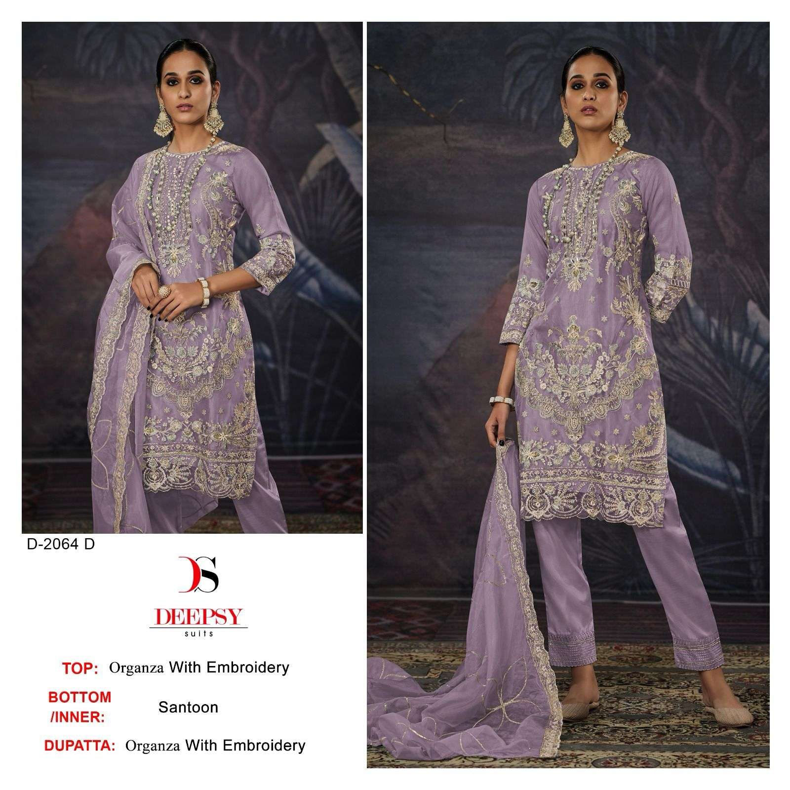 Deepsy suits 2064 Organza With Embroidery work Pakistani sal...
