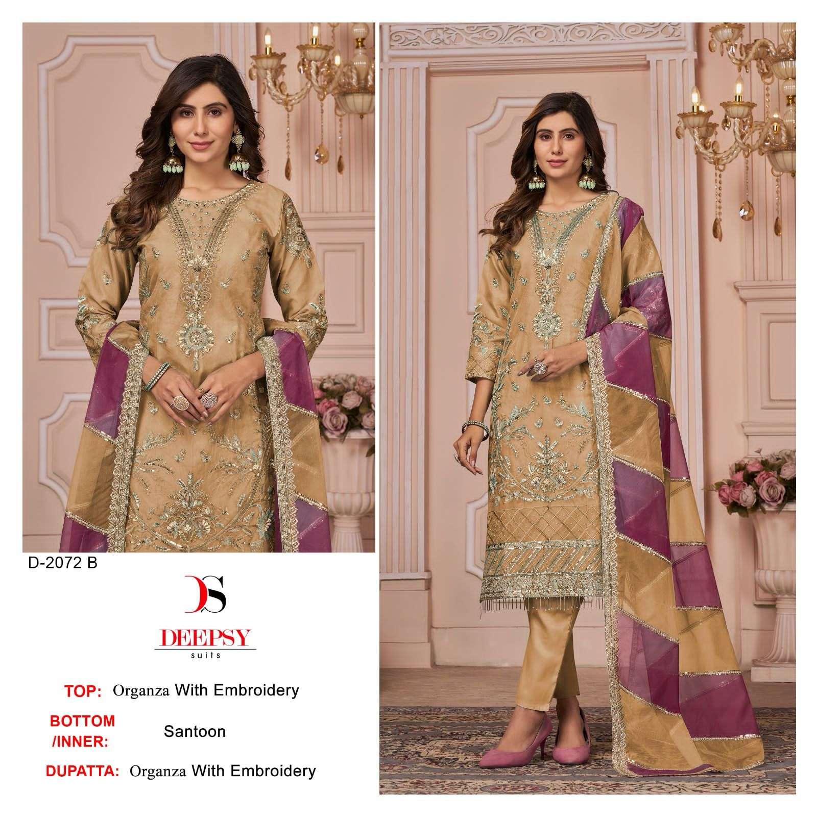 DEEPSY SUITS 2072 ORGANZA WITH EMBROIDERY WORK PAKISTANI SAL...