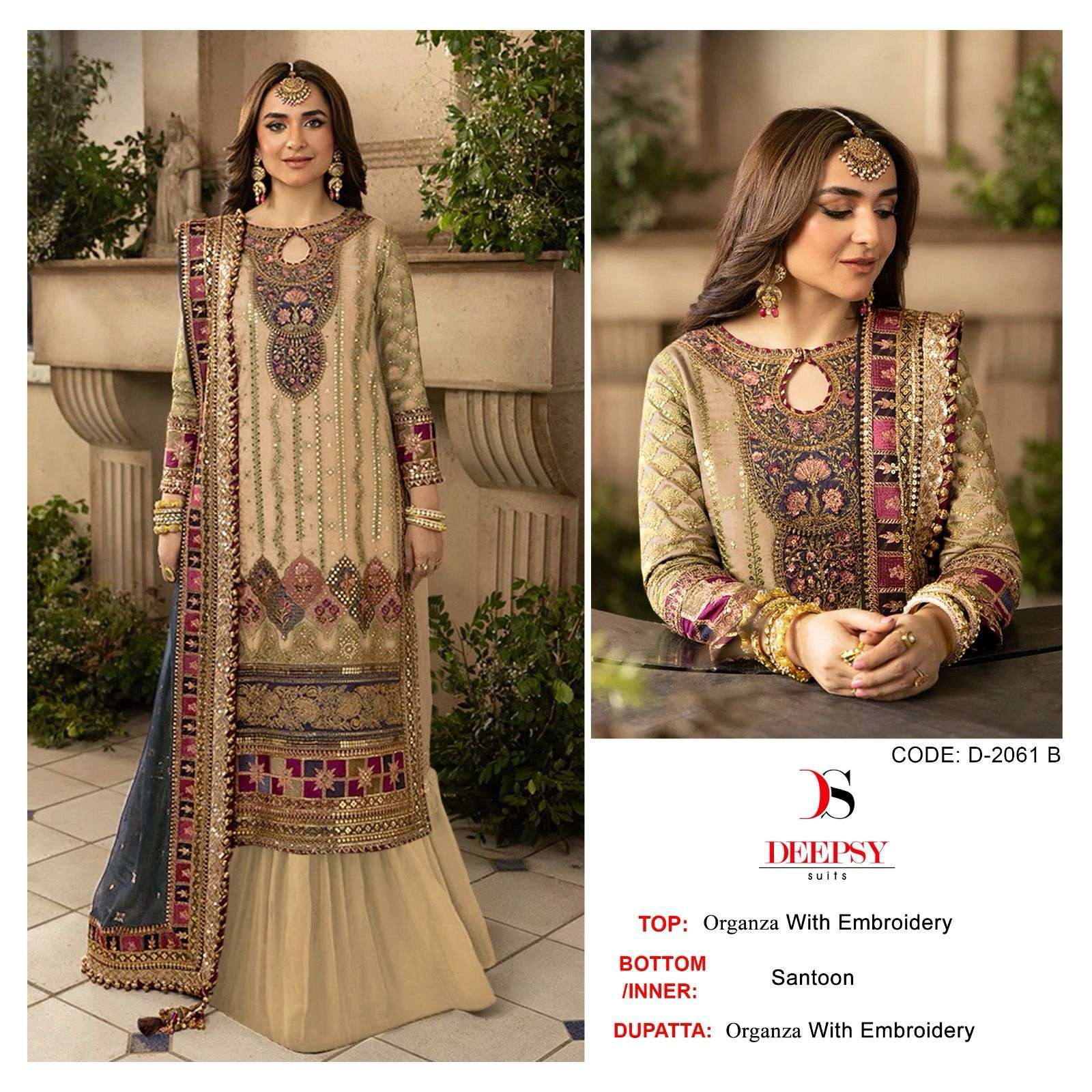 Deepsy suits D 2061 Organza With Embroidery work Pakistani s...