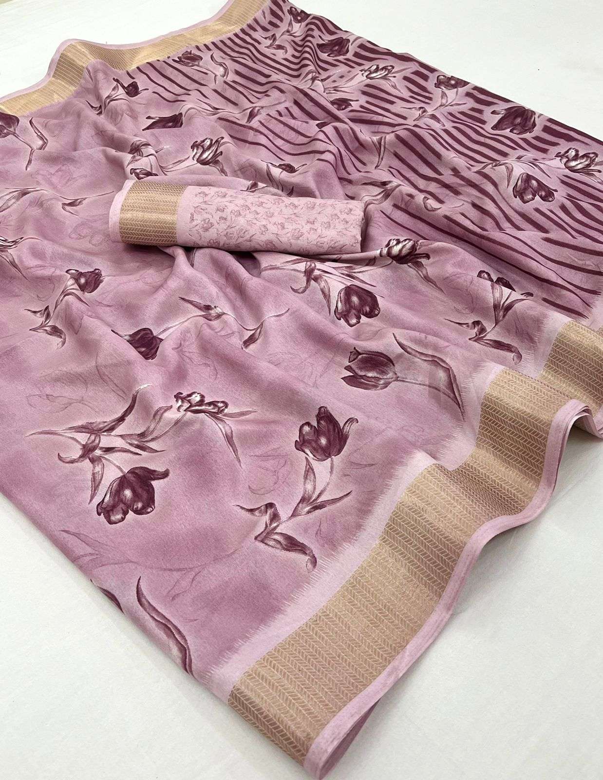 Dola Silk With Flower Printed fancy saree collection at best...