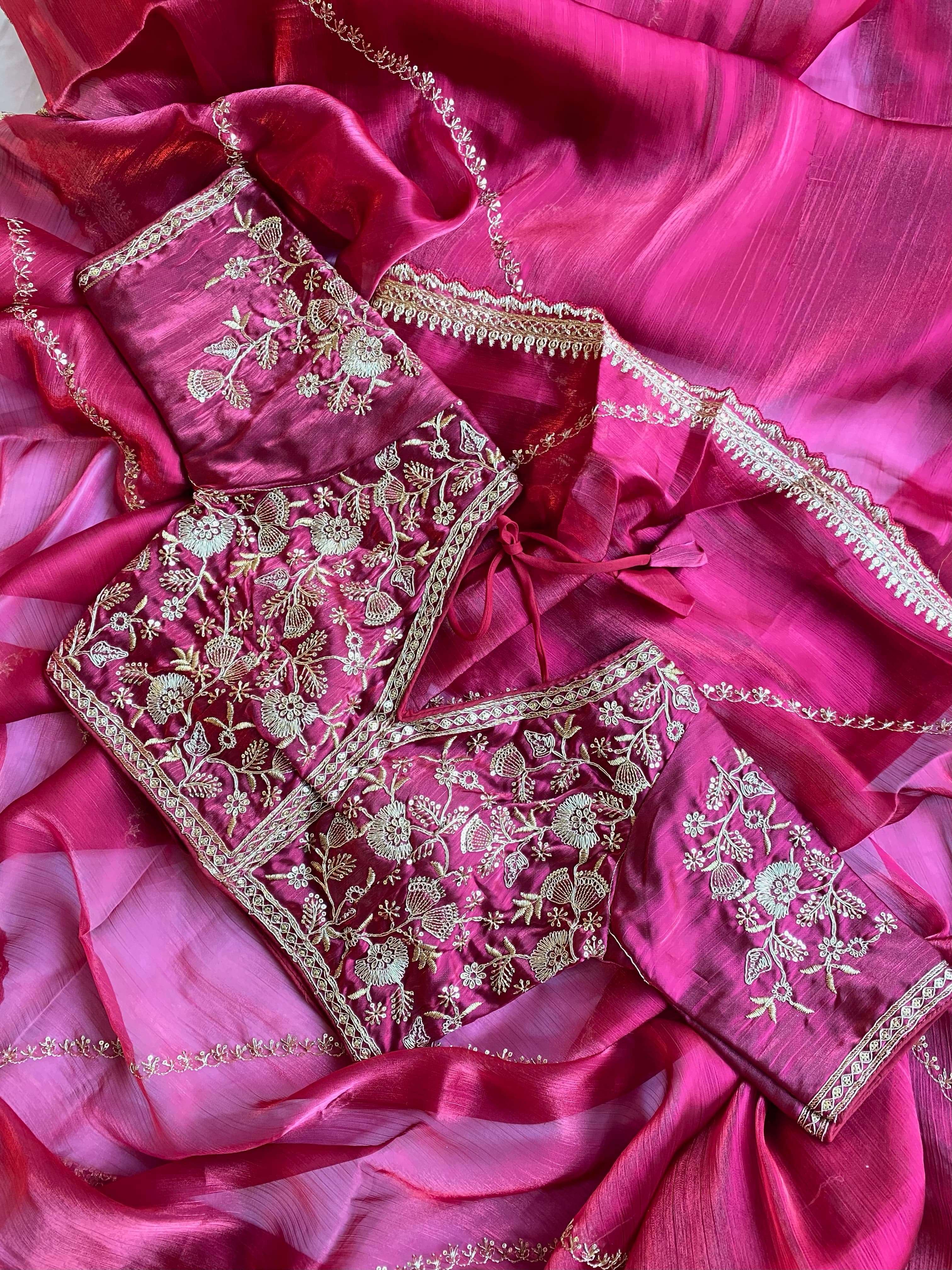 FANCY FABRIC WITH EMBROIDERY LACE BORDER FANCY STICH BLOUSE ...