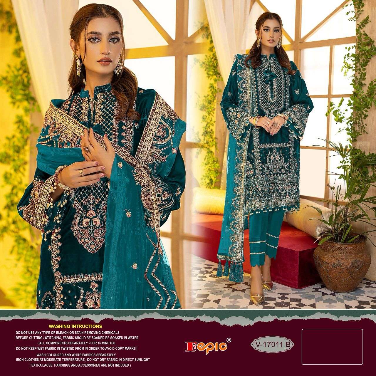 Fepic 17011 Velvet with Embroidery work Winter Special Pakis...