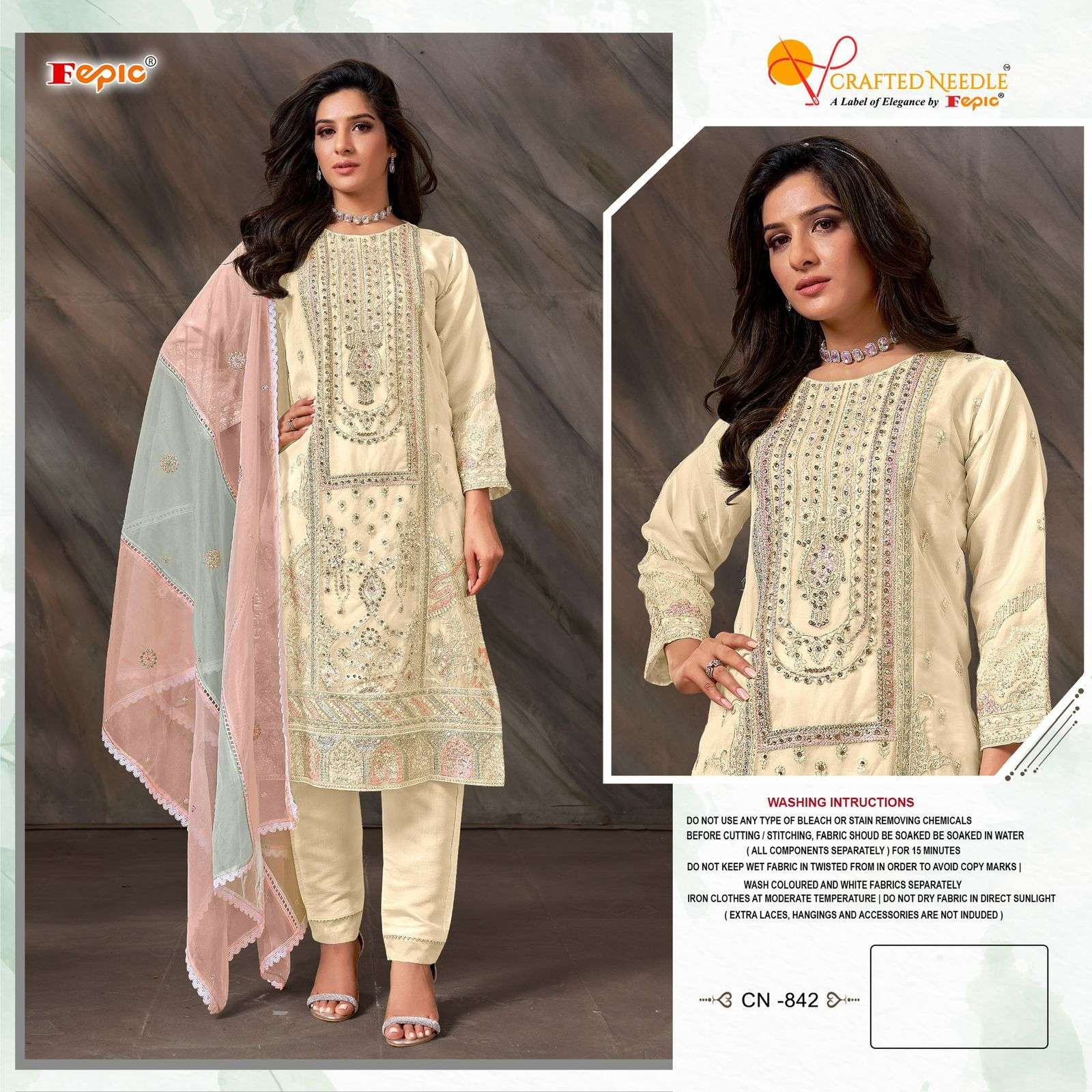 Fepic 842 Organza With Embroidery work Pakistani readymade s...