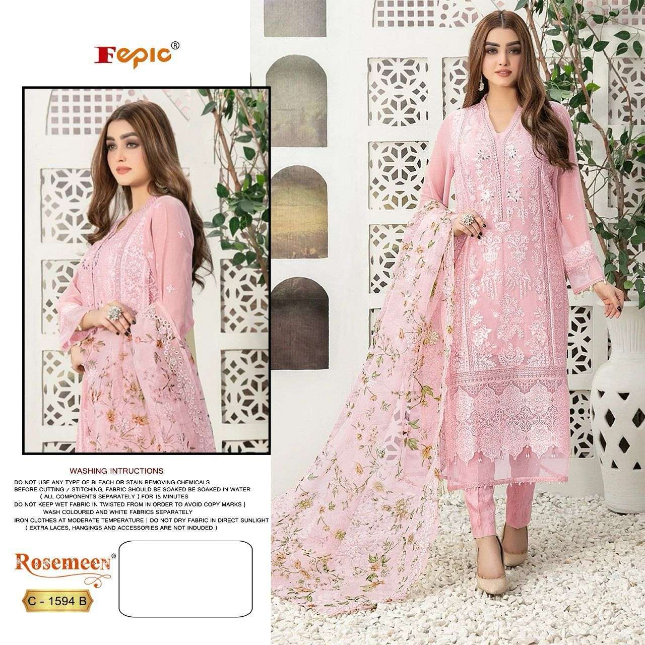 Fepic Rosemeen 1594 Organza With Embroidery work pakistani s...