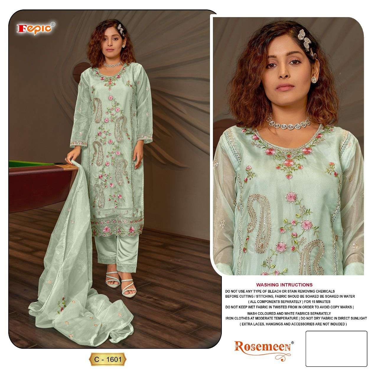 Fepic Rosemeen 1601 Organza With Embroidery work Pakistnai s...