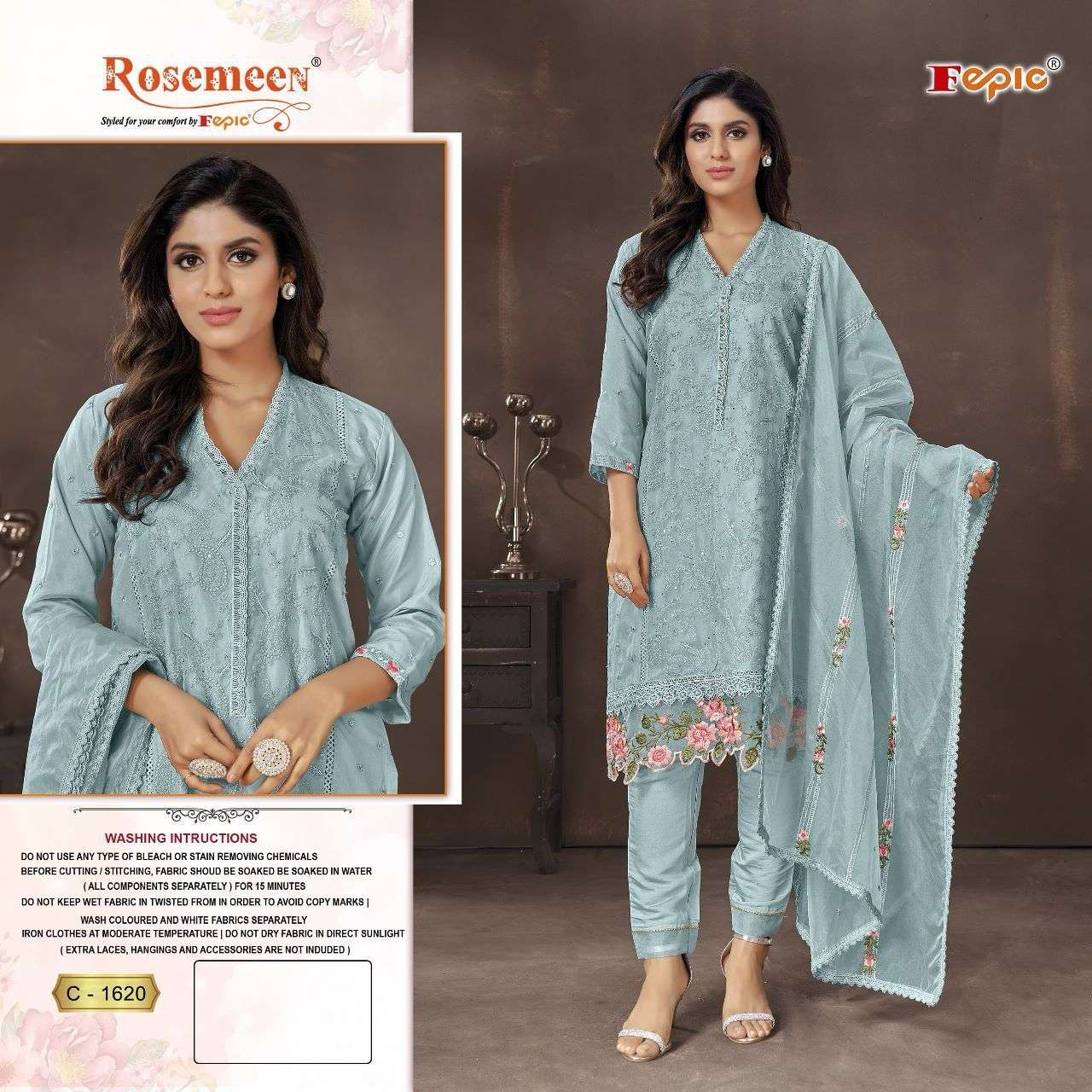 Fepic Rosemeen 1620 Organza With Embroidery work Pakistani s...