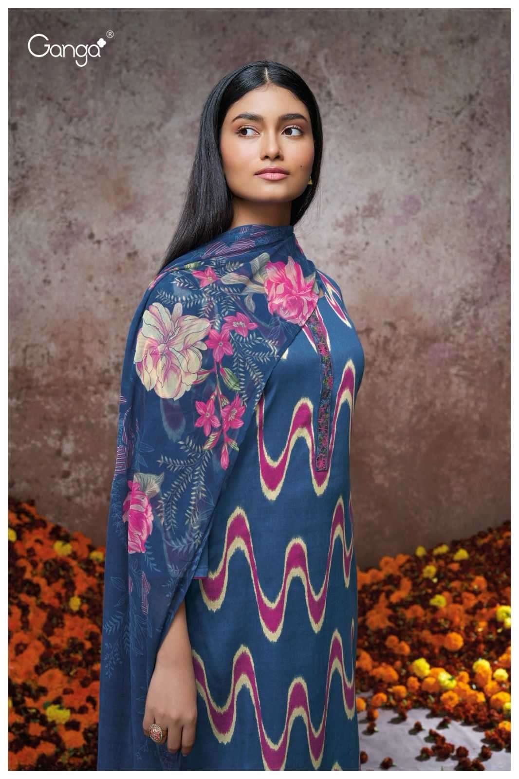 Ganga Fashion Saillie 2115 Cotton Silk with Printed dress ma...
