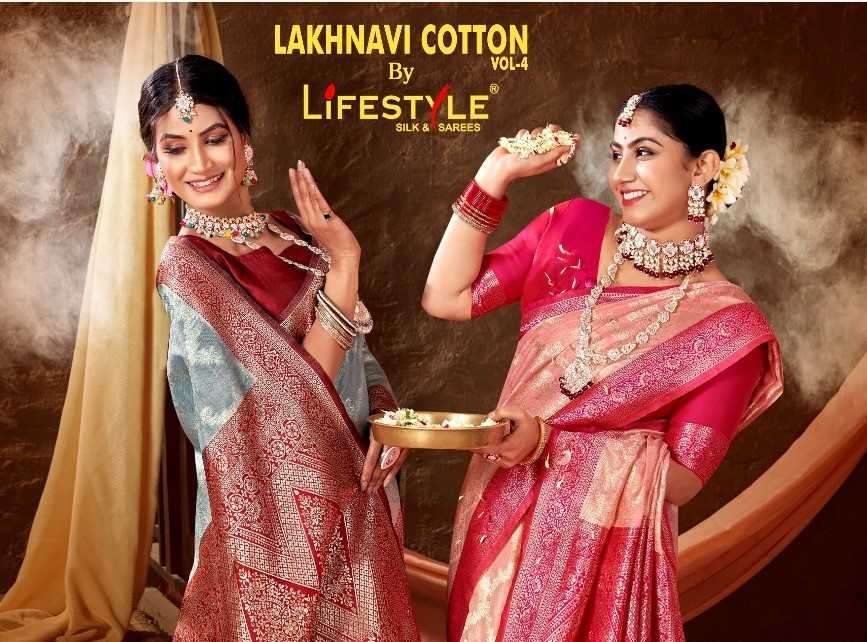 lifestyle lakhnavi cotton vol 4 fancy cotton with weaving de...