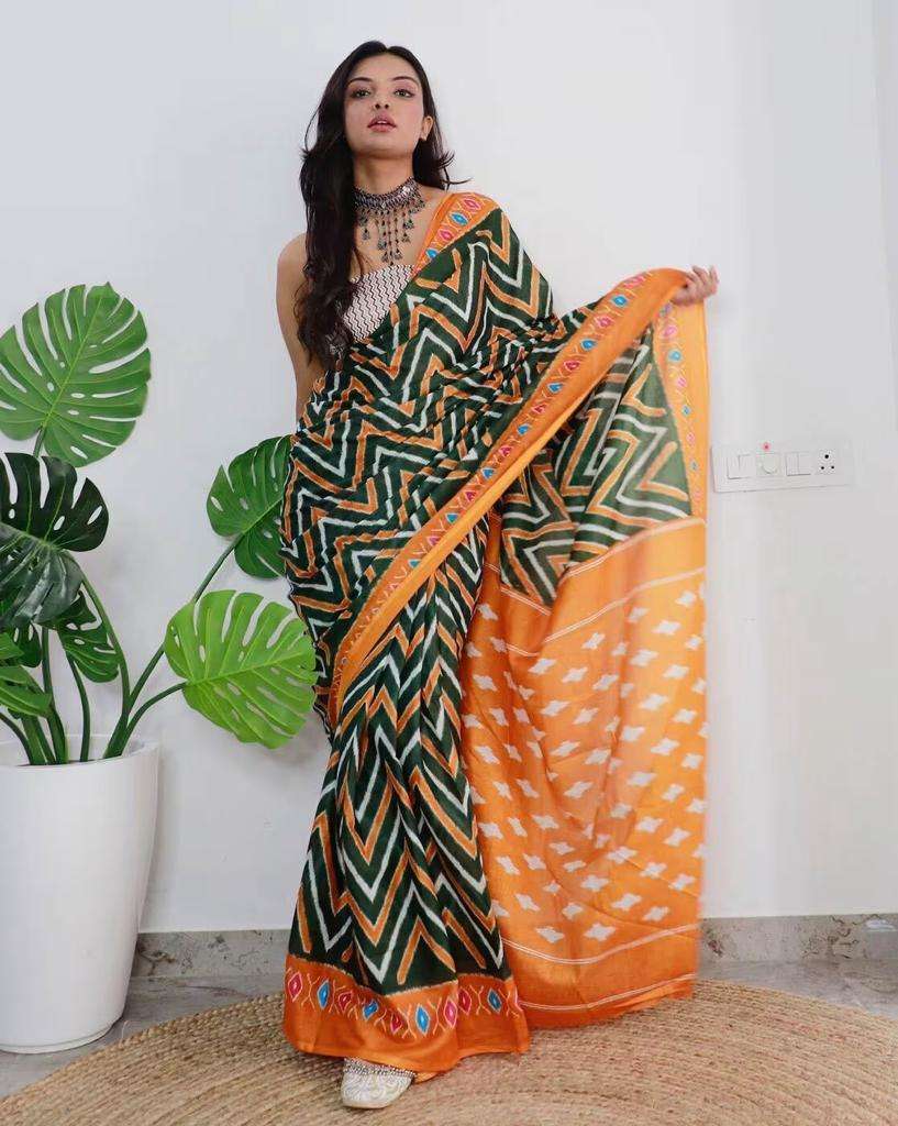 LINEN FABRIC WITH DIGITAL PRINTED PARTY WEAR SAREE COLLECTIO...