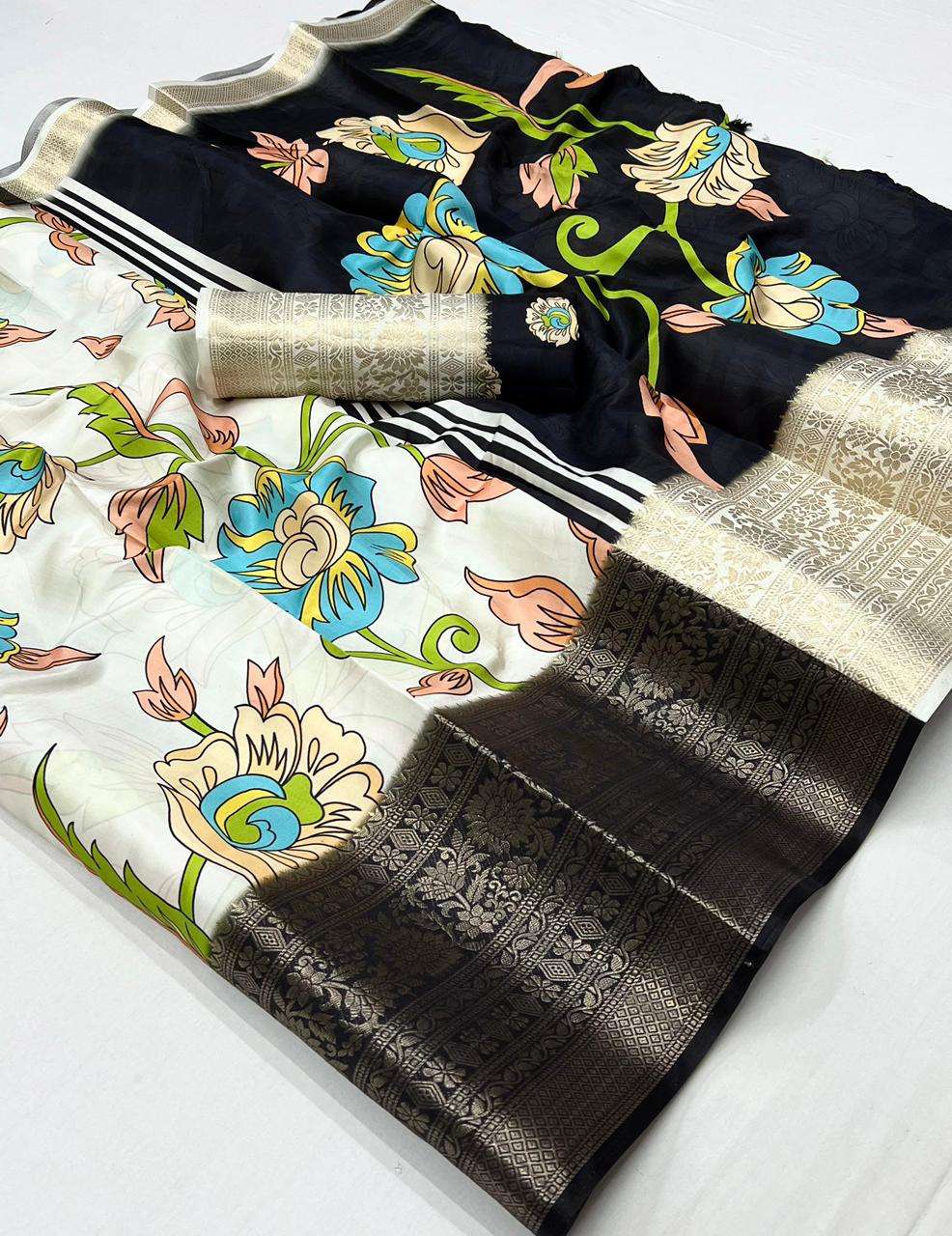Lt fabrics kashvi Creation Banarasi silk with Digital Printe...