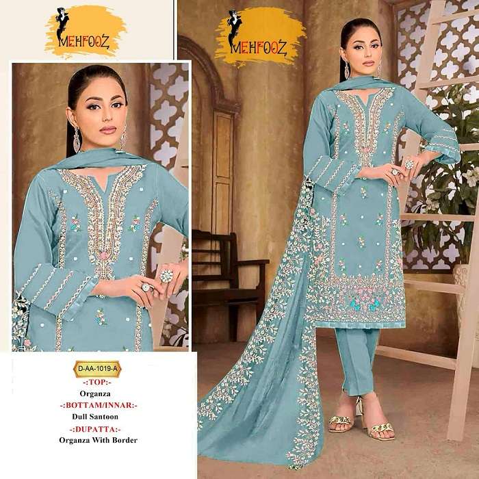 Mehfooz Pakistani work suits D no 1019 Georgette with embroi...