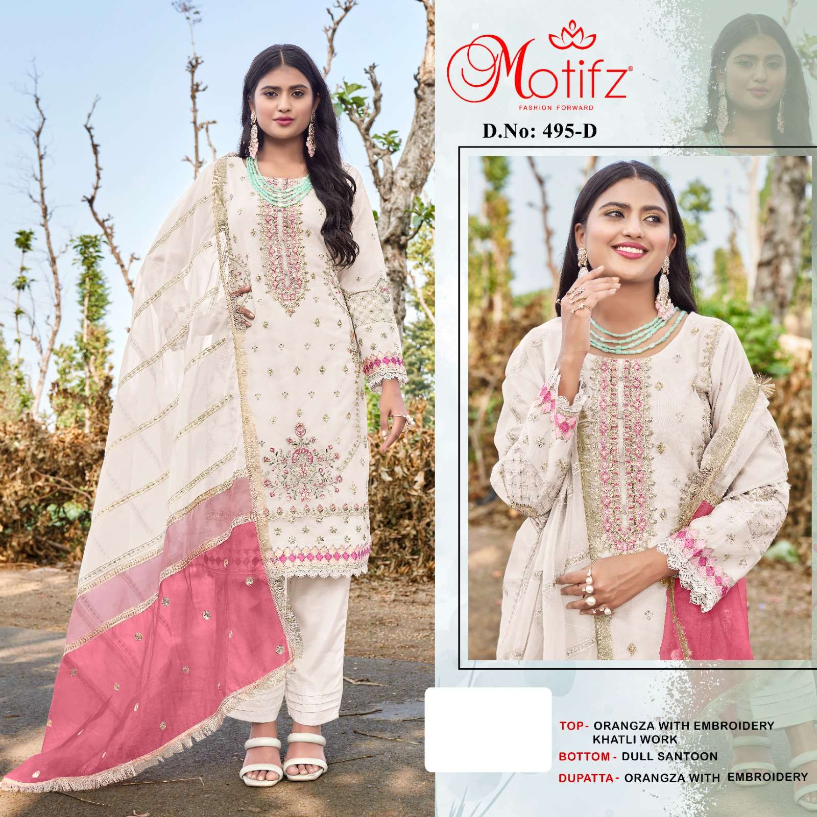 Motifz Fashion 495 Organza With Embroidery work Pakistani sa...