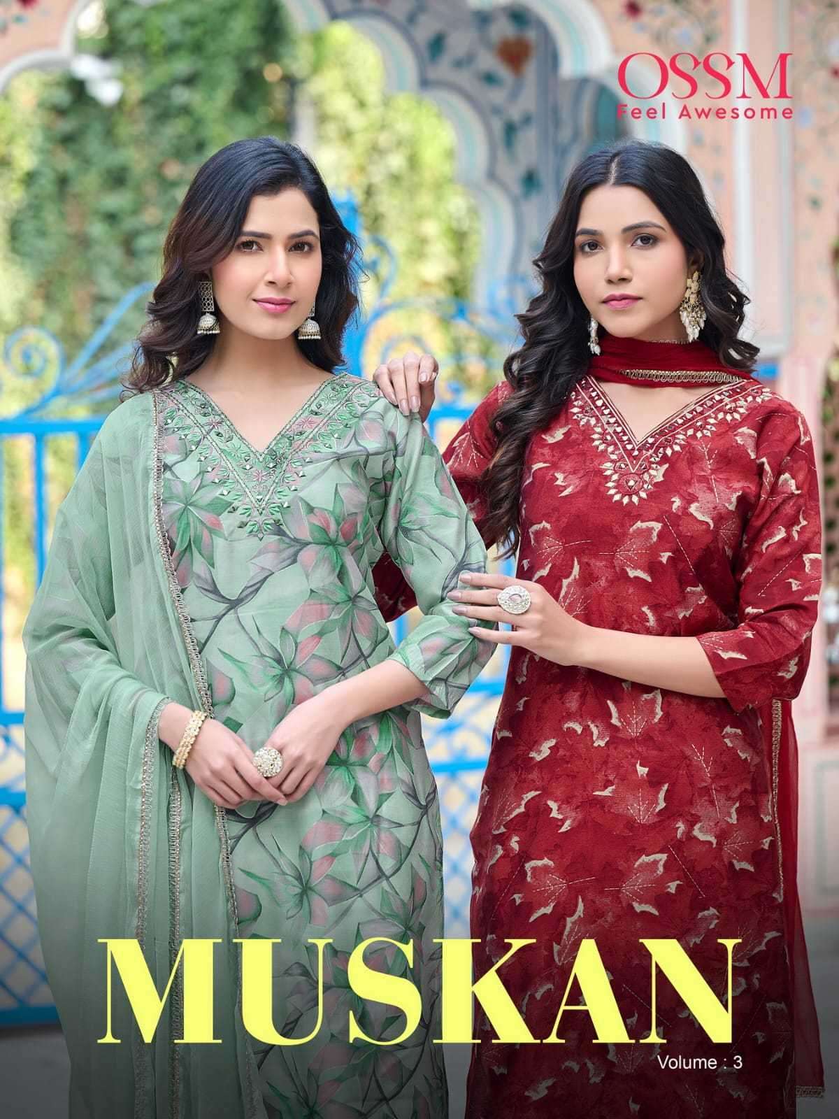 ossm muskan vol 3 CHANDERI SILK WITH READYMADE SUITS COLLECT...