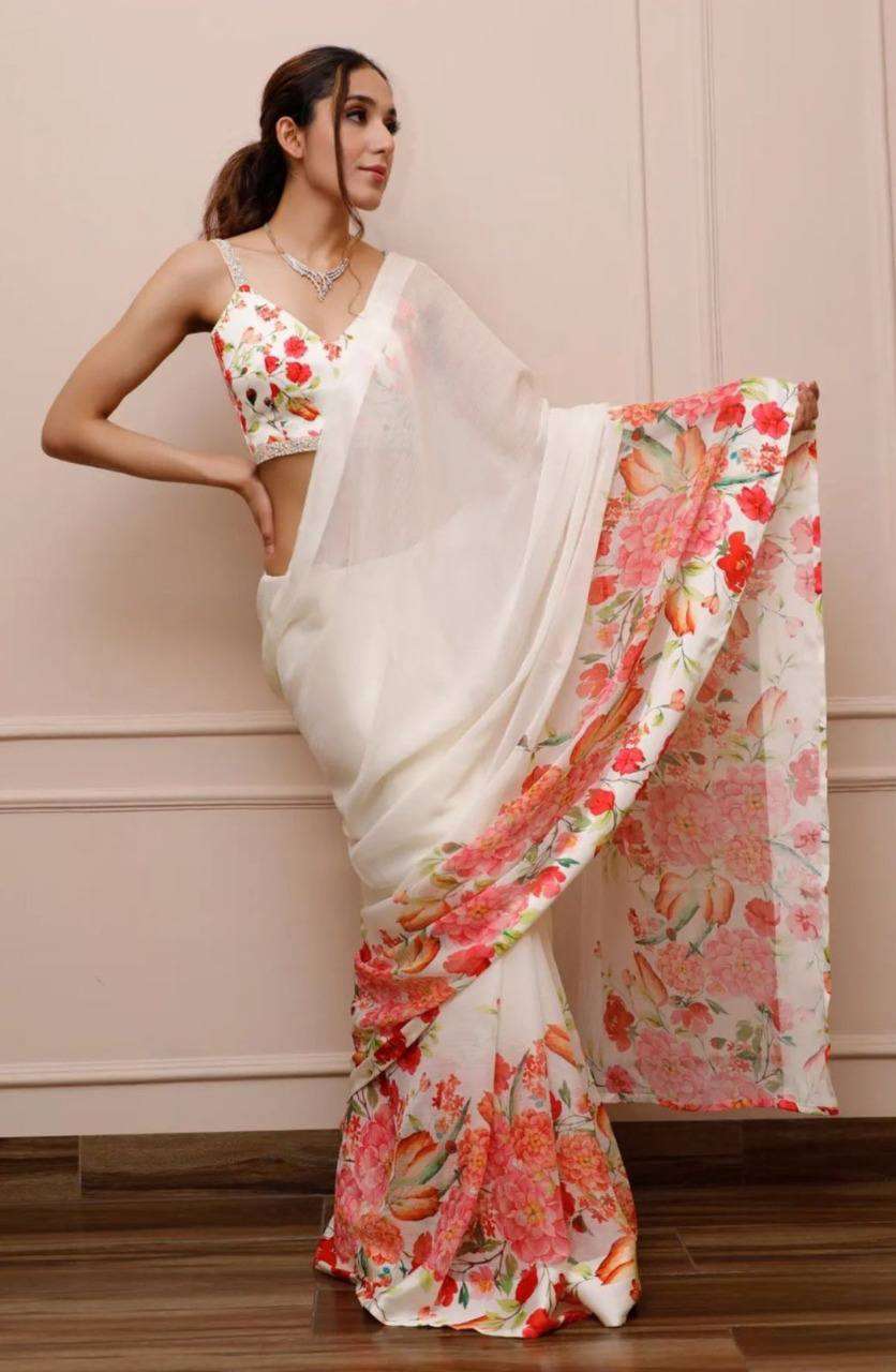 pARTY SPECIAL GEORGETTE WITH FLOWER PRINTED FANCY SAREE COLL...