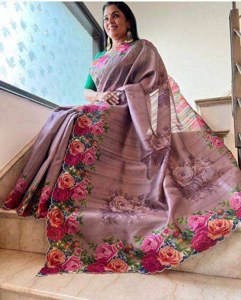 PARTY SPECIAL SILK WITH BIG FLOWER PRINTED SAREE COLLECTION ...