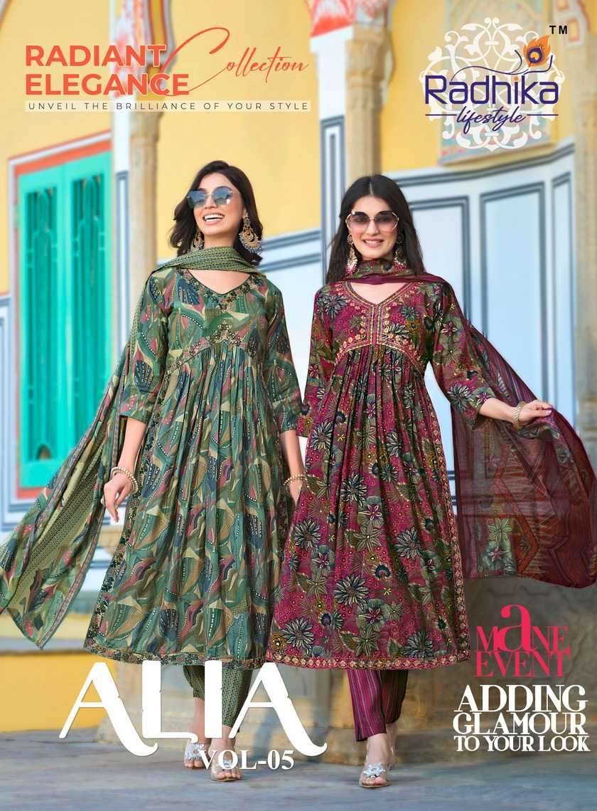 Radhika Fashion Alia Vol 5 Traditional Look Aliya Cut Readym...