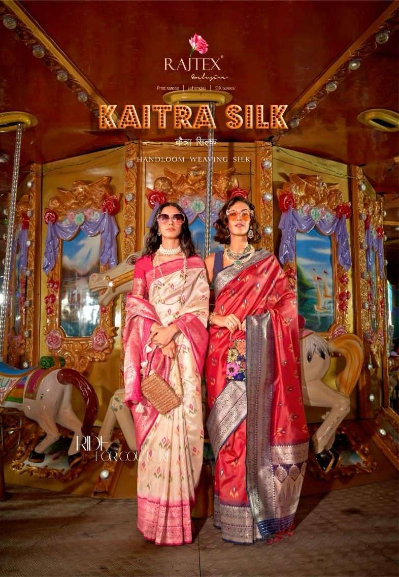 Rajtex Kaitra Silk Handloom silk with weaving Design saree c...