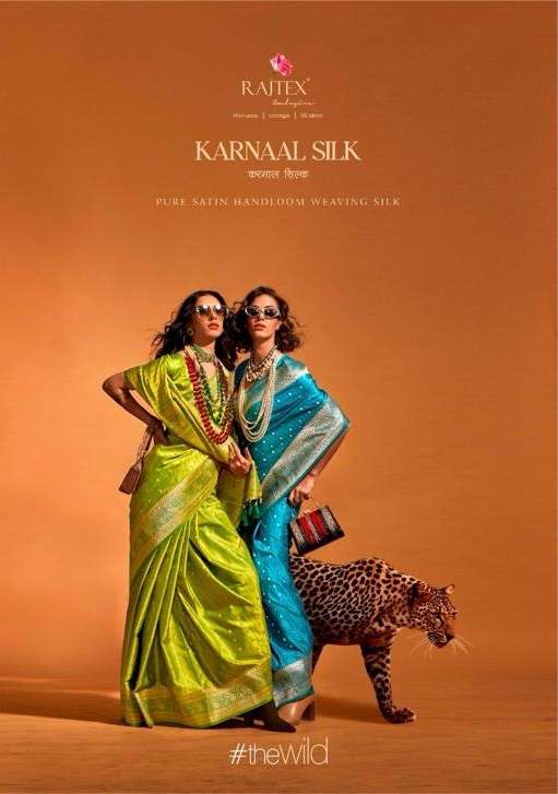 Rajtex Karnaal Satin Handloom Silk with Weaving Design saree...