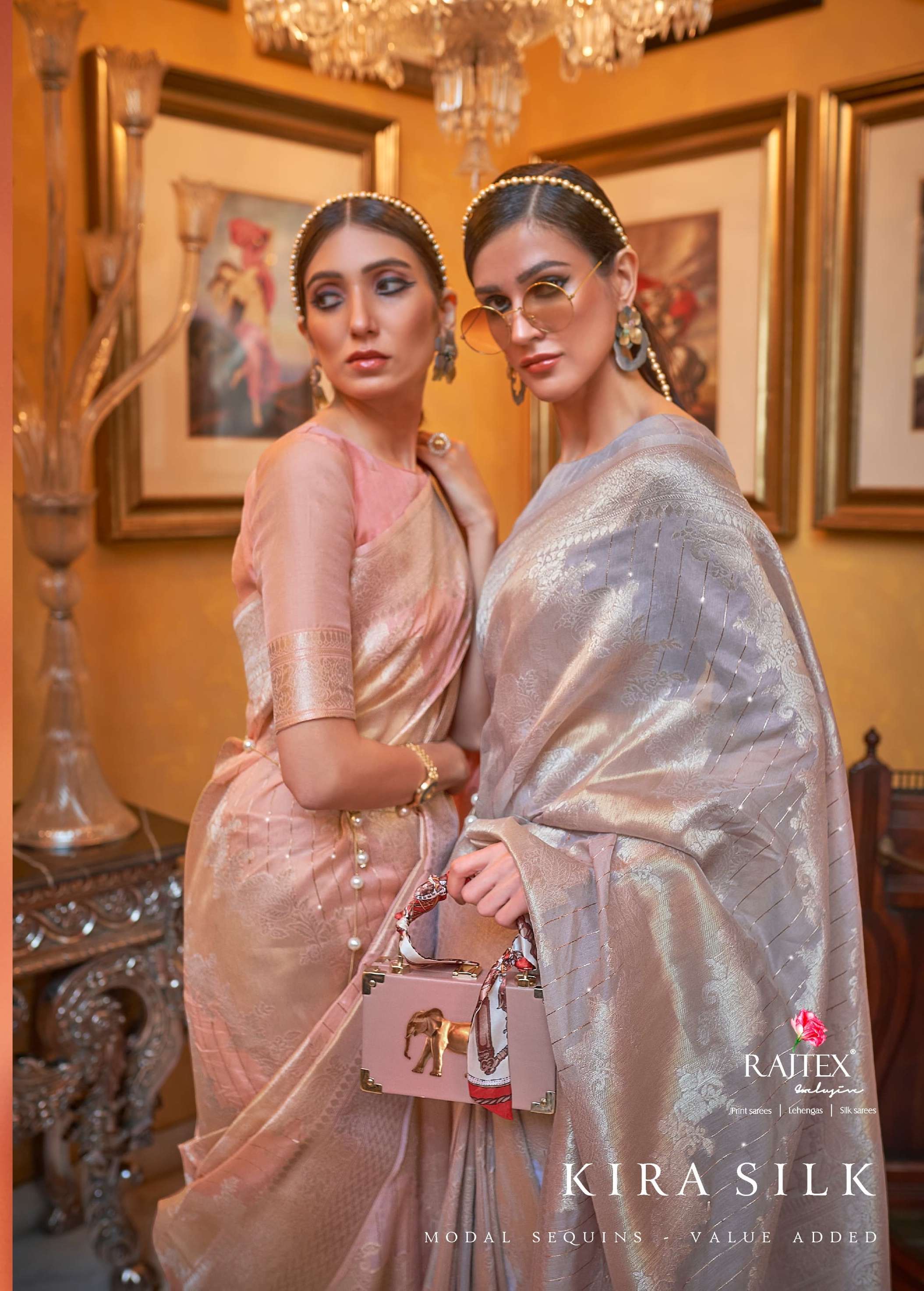 Rajtex Kiraa Silk with weaving Design Party wear saree colle...