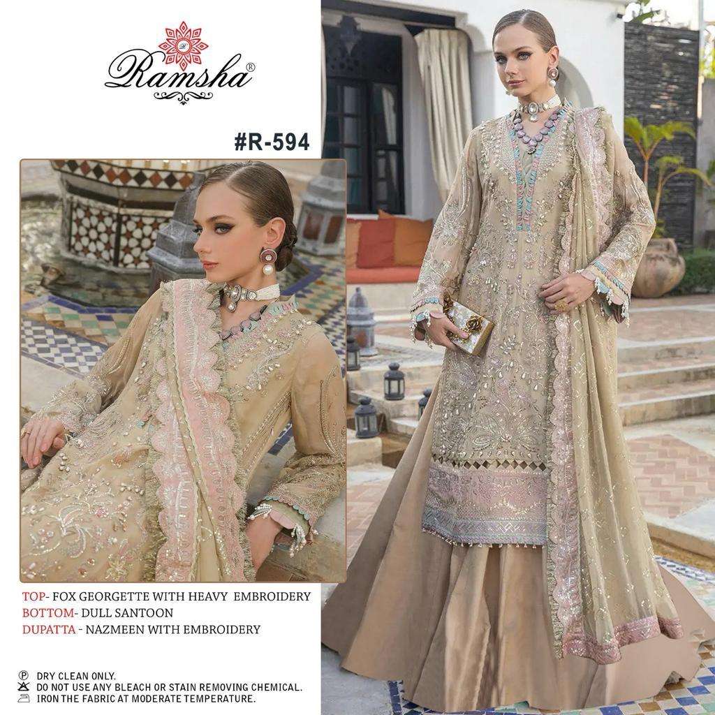 RAMSHA 594 Georgette with embroidery work wedding special pa...