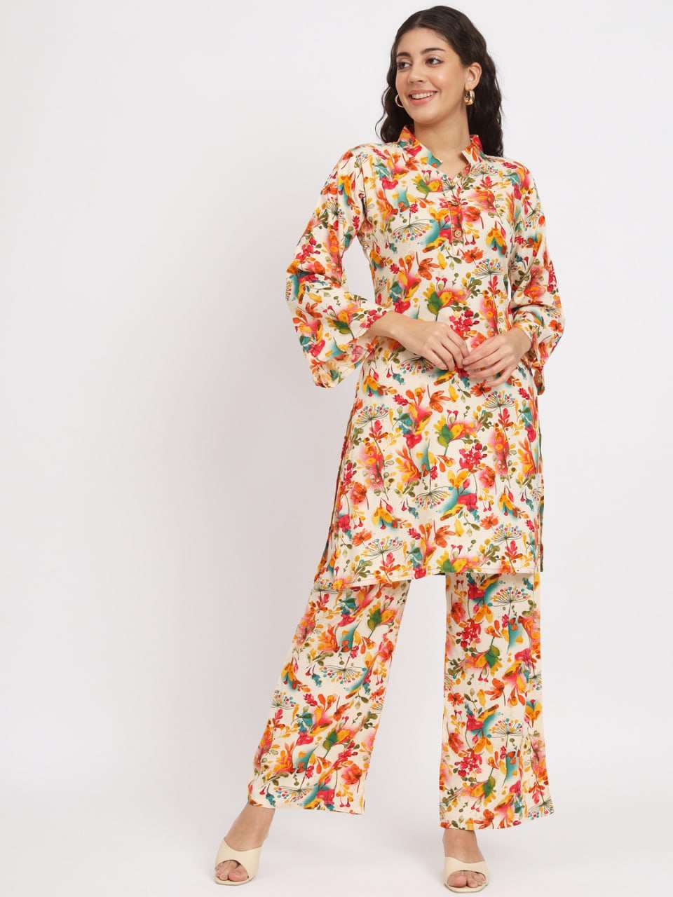 RAYON CO-ORD SET WITH BEAUTIFUL FLOWER PRINT ON IT