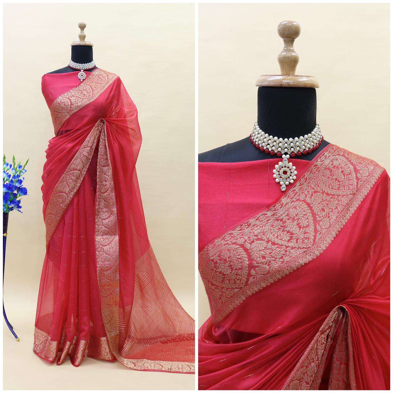 Soft Organza With Banarasi silk party wear saree collection ...