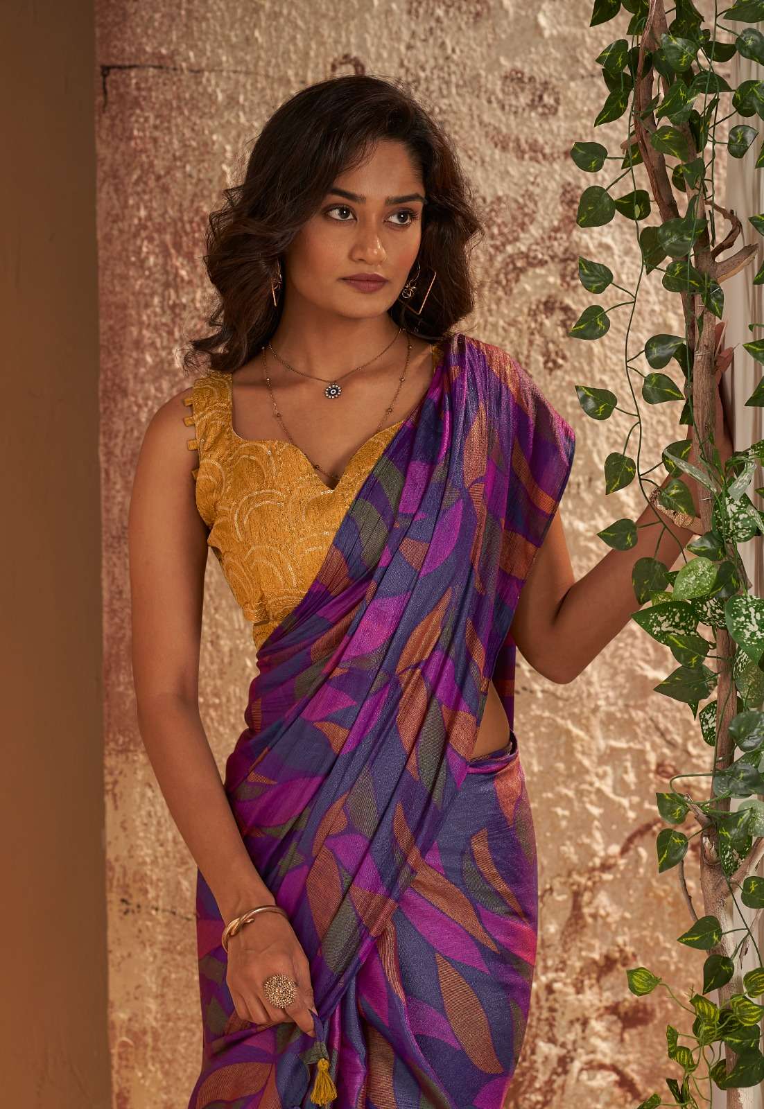 Stavan Venza Nylon fabric with 3d printed fancy saree collec...