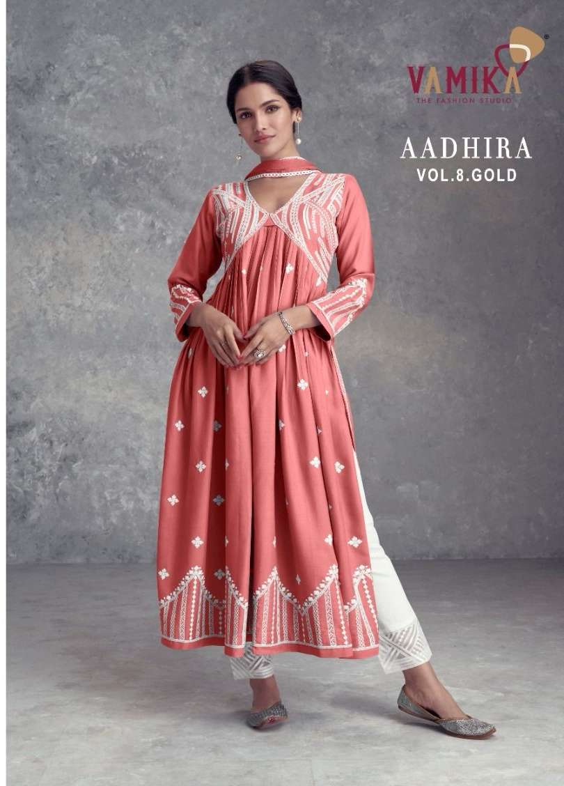 Vamika Fashion Aadhira vol 8 Rayon with fancy work readymade...