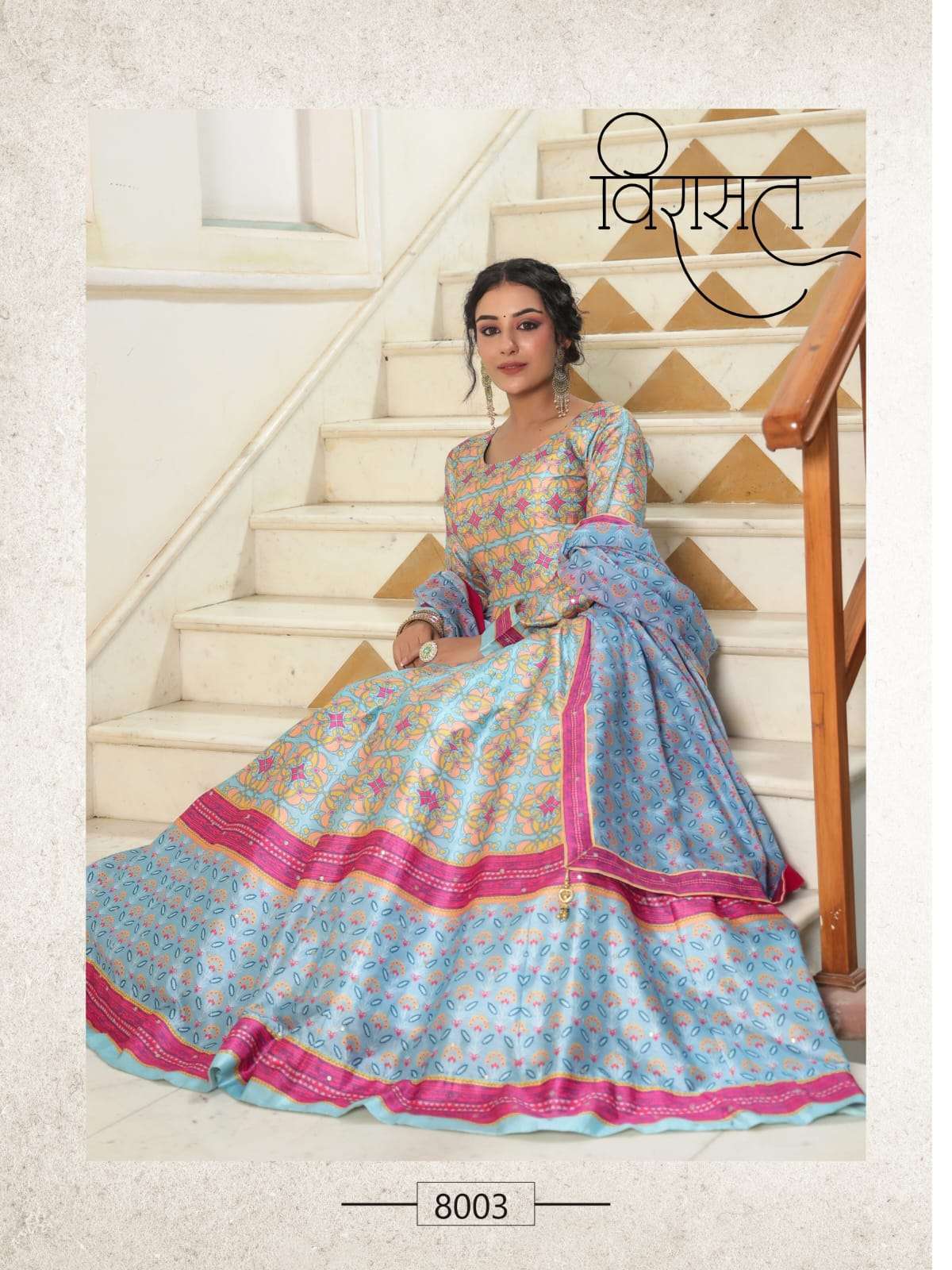 Virasat Flora Silk with Designer Long Gown Style Readymade s...
