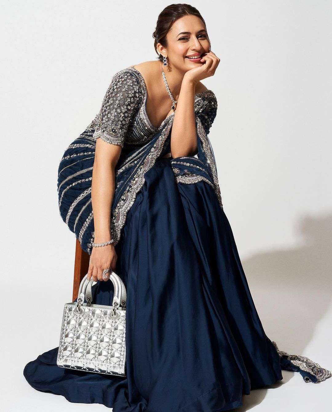 Wedding Special Designer Vichitra Silk with Navy blue shades...