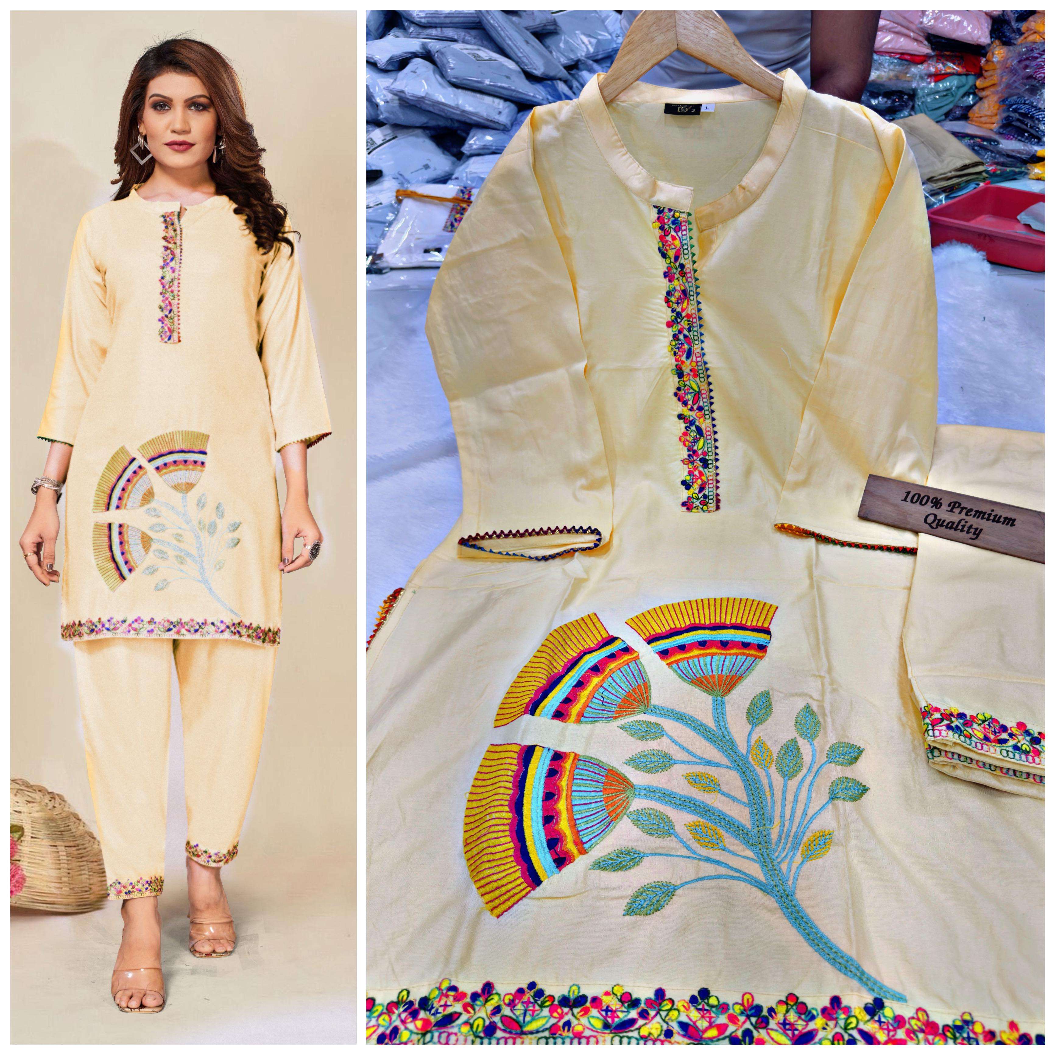 Western look Rayon Cotton with Embroidery fron work Readymad...