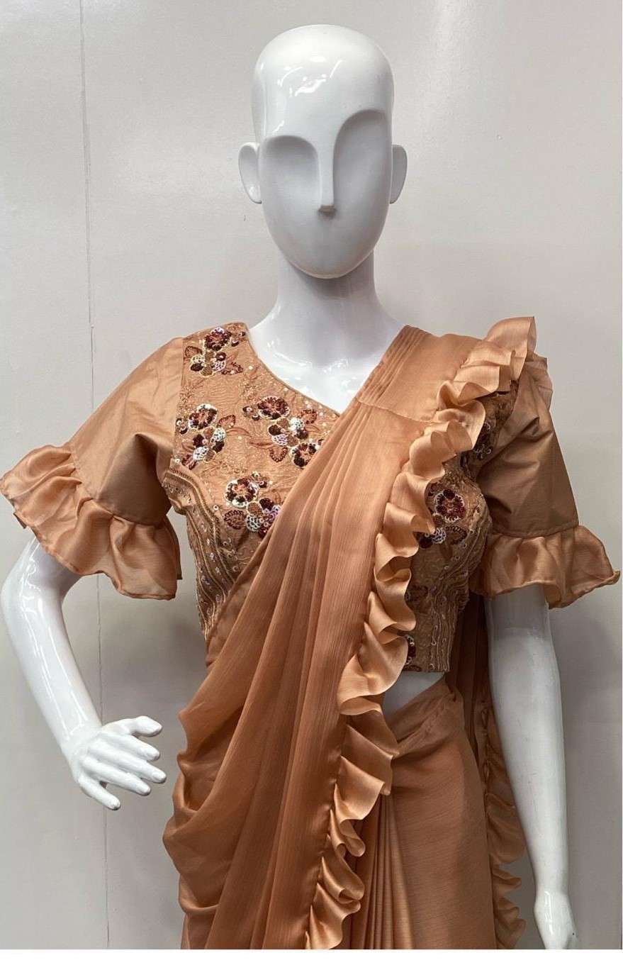 western style 1 minut wear ready to wear saree Attech fancy ...